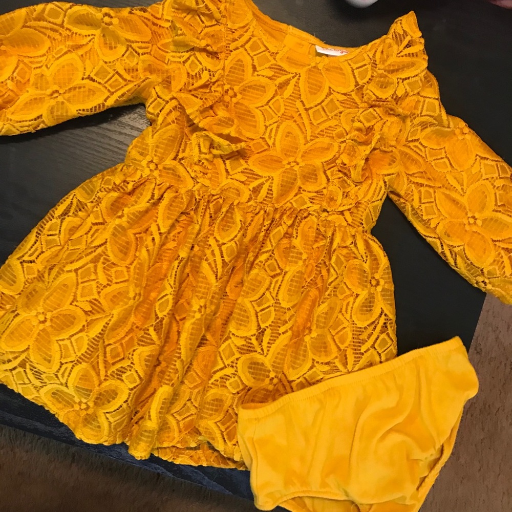 Cat and Jack mustard dress with bloomers.